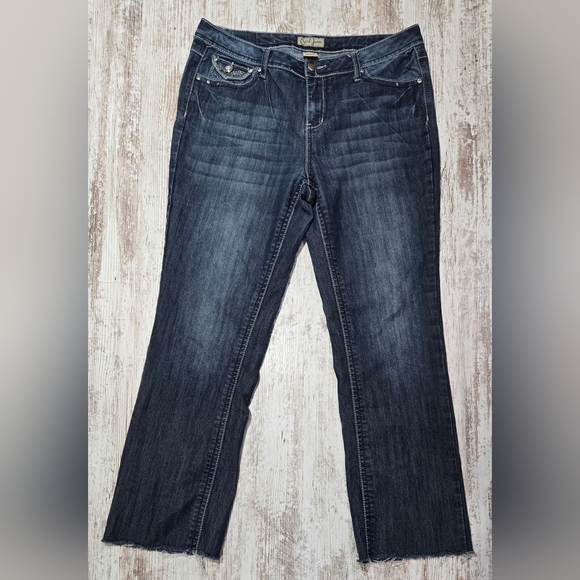 Earl Jeans Dark Blue Flare Women's Jeans With Decorative Pockets - Picture 1 of 4